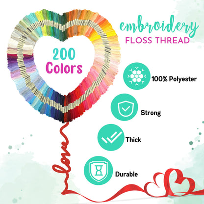 Embroidery Floss | Rainbow Thread for Embroidery, Cross Stitch Thread, Crafting Arts Embroidery Strings Bulk（200 Colors）