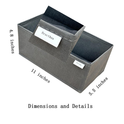 Socks Drawer Organizer Set of 3 Pack Grey, Underwear Dividers, Closet Cabinet Dresser Storage Boxes for Panties Stockings Leggings