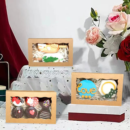 50 Pack DIY Assembly Brown 7 x 4 3/8 x 1½ inches Cookies Boxes BakeryTreat Boxes Packaging for Macaron Chocolate Truffle Cakesickle