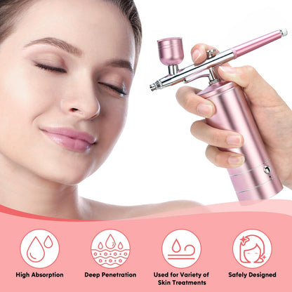 Airbrush Kit with Compressor, 30PSI High-Pressure Rechargeable Cordless Air Brush Gun with 0.3mm Nozzle & Cleaning Brush Set for Nail Art, Makeup, Painting, Cake Decor, Barber, Tattoo, Model