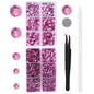 6796PCS Pink Hotfix Rhinestones Crystal Stones Glass for Fabric Clothes Shirts Sparkly Flat Back Round with Tweezers and Picking Pen (SS6~SS30 Set)