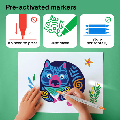 24 Acrylic Paint Markers for Fabric, Rocks, Paper, Wood, Canvas, Glass, DIY - Safe for Kids Dual Tip Acrylic Paint Pens (Dual Tip Dot + Brush, 24)