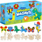 12 Wooden Magnet Creativity Arts & Crafts Painting Kit for Kids, Decorate Your Own Painting Gift for Easter Basket Stuffers, Birthday Parties and Family Crafts, Party Favors for Boys Girls