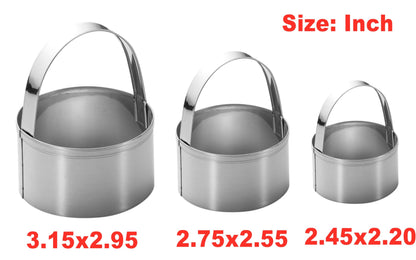 3 Pieces Round Biscuit Cutter with Handle - Stainless Steel Round Circle Doughnut Cutter Baking Molds Assorted Size