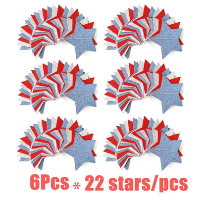 6 Pack Patriotic Star Streamers Garland Red White Blue Bunting Banner Paper Hanging Decorations for 4th of July American Independence Day Labor Day Holiday Memorial Day Party Supplies (50 Feet)