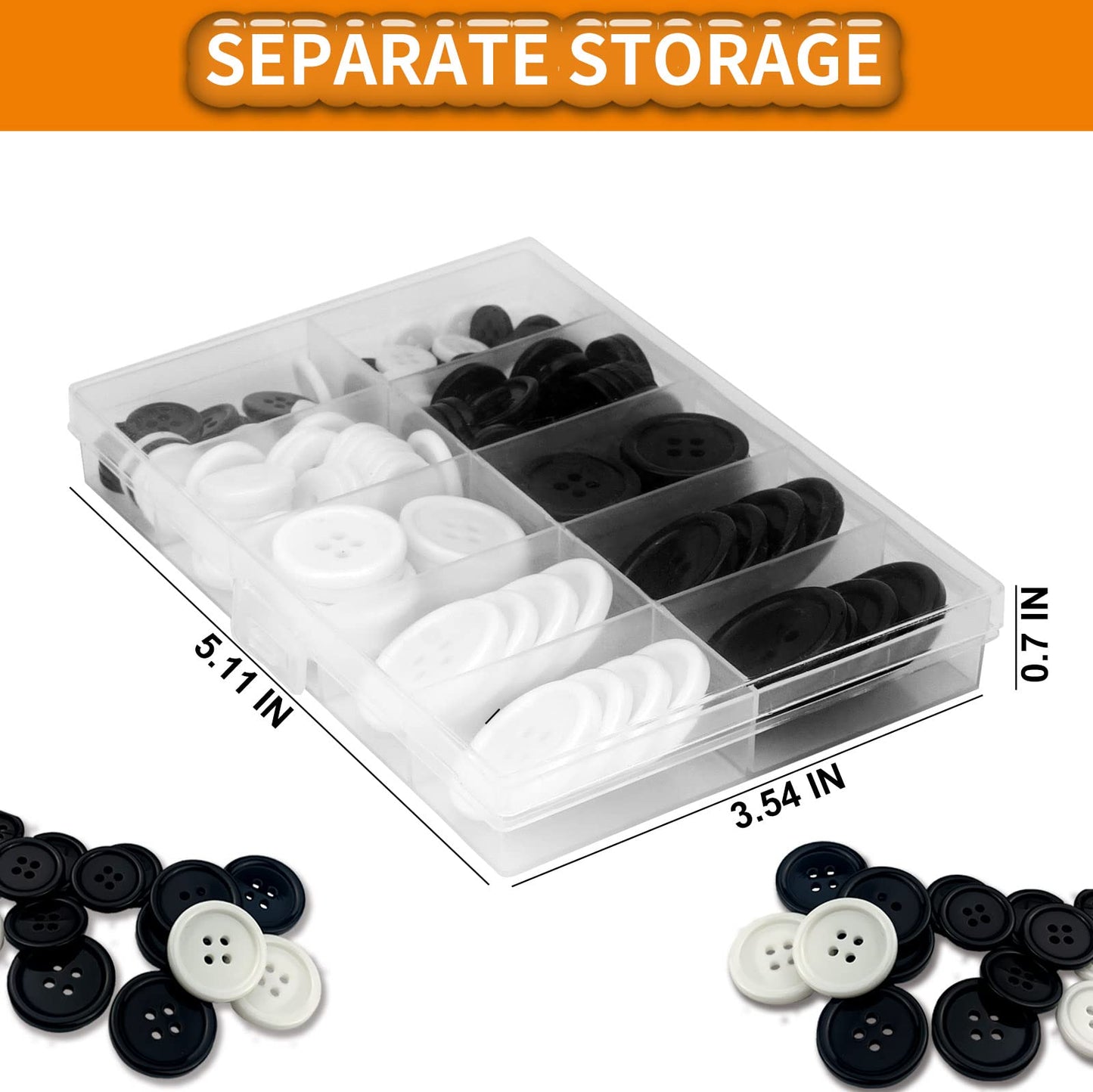 160 PCS (Black and White) Craft Buttons, Resin Buttons in 5 Sizes 2/5", 1/2", 3/5", 4/5" and 1" for Shirts, Suits and Other Garment Sewing Buttons and DIY Craft Projects
