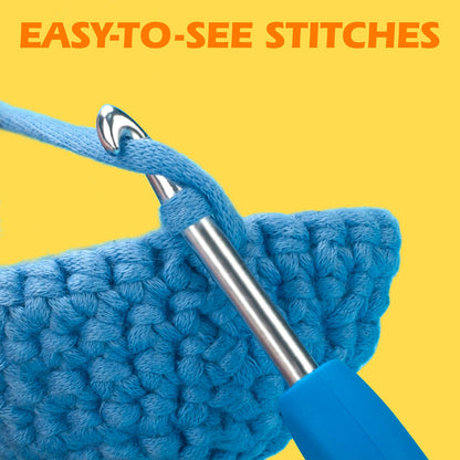 Beginners Crochet Yarn for Crocheting, Cotton Yarn for Crochet, 3 Pack×1.8 oz Amigurumi Yarn with Easy-to-See Stitches, Thick & Soft, Worsted Medium # 4 Yarn, Cotton-Nylon Blend-Orange/Green/Blue