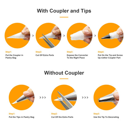 Piping Bags 100PCS & 16 Inches Tipless Piping Bags, Extra Thick Pastry Bags Disposable, Non-Slip Icing Piping Bags Disposable Design, Cake Decoration.