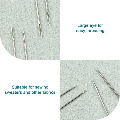 80/40 PCS Large Eye Sewing Needles, 7 Sizes Sewing Sharp Needles, Leather Needle Embroidery Thread Needle, Stainless Steel Yarn Knitting Needles with Threaders for Handsewing Art Crafts CJ