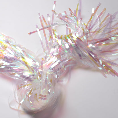Party Decorations Iridescent Foil Fringe Backdrops - 2 Pack 3.2 x 6.5 ft Holographic Tinsel Photo Booths Pros Streamer Curtains for Easter Girl Birthdays Engagement Unicorn Parties - Clear