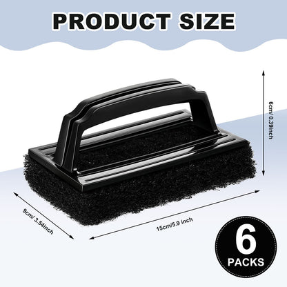 6 Pcs Screen Printing Scrub Pad with Black Handle Screen Print Ink Scrub Brush Chemical Resistant Scrub Cleaner Screen Printing Supplies for Degreasing Reclaiming Mesh Frames Silkscreen Ink Remover