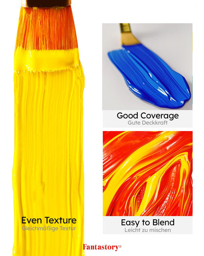 Acrylic Paint Set, 24 x 60 ml with 12 Brushes; Christmas Acrylic Paint, Waterproof; For Artwork & DIY Projects on Canvas, Wood, Glass, Clay, Fabric, Ceramic, Paper, Canvas