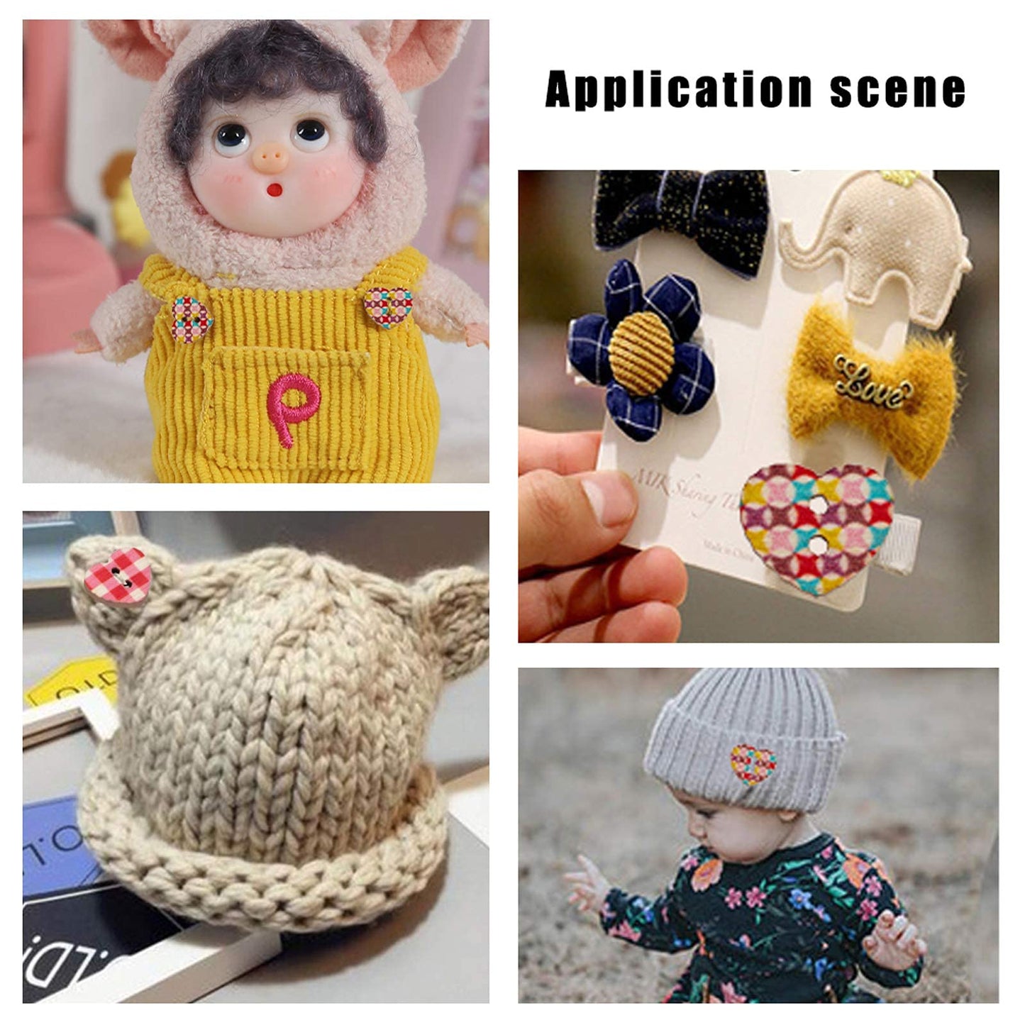 100pcs 13mm Heart Wooden Buttons 2 Holes Colorful Printed Heart Buttons for Sewing Fasteners Scrapbooking Crafts Crochet Manual Button Painting Handmade Ornament DIY Projects 1.5mm Hole