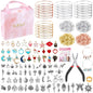 300Pcs Charm Bangle Bracelets Making Kit with Expandable Bangles, Charms, Jump Rings and Pliers for Jewelry Making Bangle Bracelets (with Gift Box and Tools)