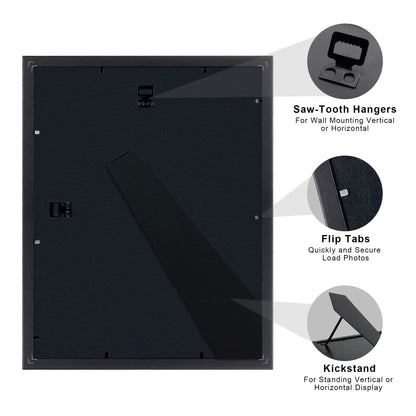 11x14 Diploma Frame Certificate Degree Document Frame with High Definition Glass, 8.5 x 11 with Mat for Wall and Tabletop, Black, 2 Pack