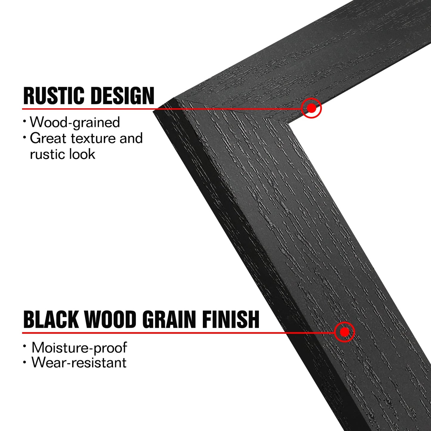 4x6 Picture Frame Distressed Farmhouse Wood Pattern Set of 4 with Tempered Glass,Display 3.5x5 with Mat or 4x6 Without Mat,Multicolour