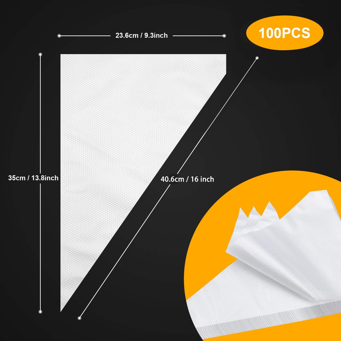 Piping Bags 100PCS & 16 Inches Tipless Piping Bags, Extra Thick Pastry Bags Disposable, Non-Slip Icing Piping Bags Disposable Design, Cake Decoration.