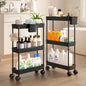 2-Pack Slim Storage Rolling Cart with Wheels, 3 Tier Utility Carts Bathroom Organizers and Storage, for Kitchen Narrow Place, Freely Combined into 3/4/5/6 Tier Shelves (Black, 3 Tier)