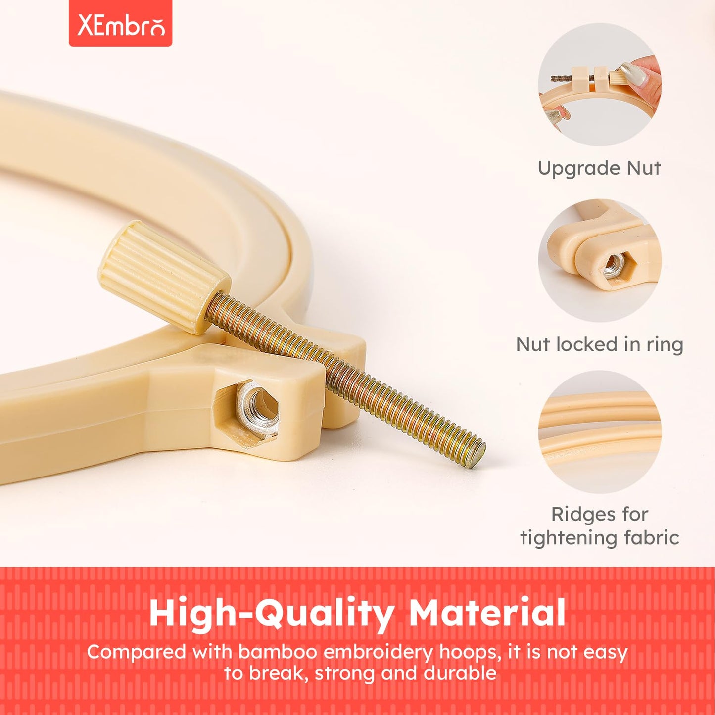 6 Pieces Embroidery Hoop 3.6 to 10.7 inches Plastic Cross Stitch Hoop with 16PCS Needles, Small Embroidery Hoops for Embroidery, Cross Stitch, Craft Sewing, and Decoration Ornaments