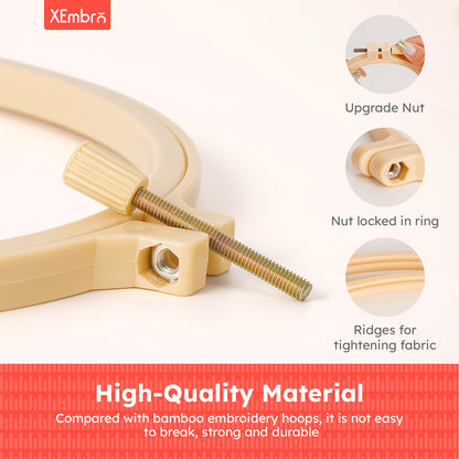 6 Pieces Embroidery Hoop 3.6 to 10.7 inches Plastic Cross Stitch Hoop with 16PCS Needles, Small Embroidery Hoops for Embroidery, Cross Stitch, Craft Sewing, and Decoration Ornaments