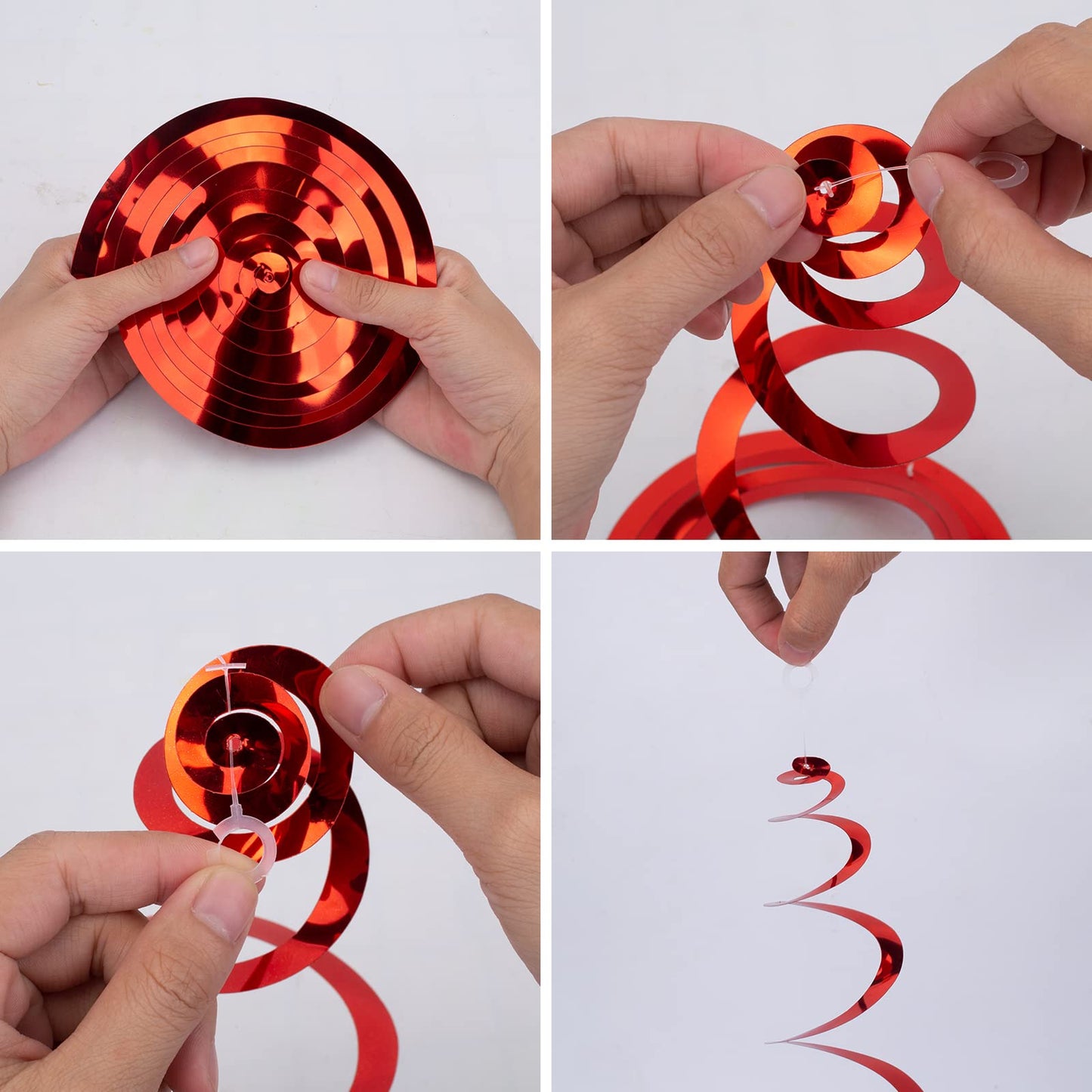 30 Pieces Gold Hanging Swirl Decorations Plastic Streamer Party Swirl Spiral Decorations for Ceiling, Wedding Baby Shower Birthday Party Supply