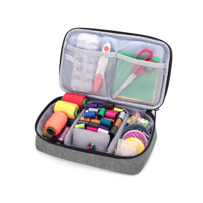 Sewing Accessories Organizer, Double-Layer Sewing Supplies Organizer for Needles, Scissors, Measuring Tape, Thread and Other Sewing Tools (NO Accessories Included), Gray