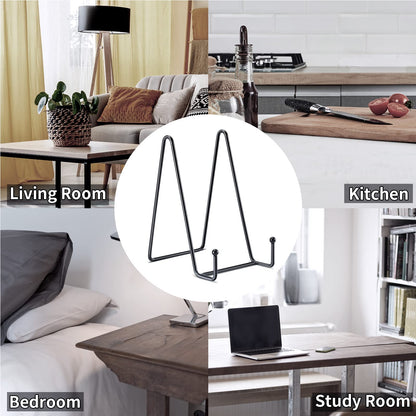 3 Pack 6 Inch Plate Stands for Display, Plate Holder Display Stand, Picture Frame Stand Black Metal Frame Holder Stands for Book,Small Easel,Decorative Plate,Photo and Platter,Tabletop Art