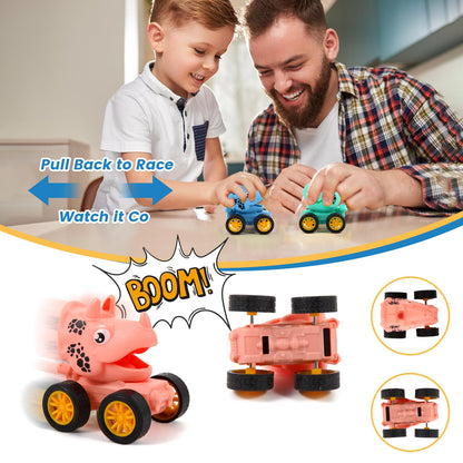 18Pcs Dinosaur Pull Back Cars Set for Kids Toddlers, Bulk Mini Racing Vehicles Toys Party Favors, Pinata Fillers, Goodie Bag Stuffers, Classroom Prizes for Boys Girls