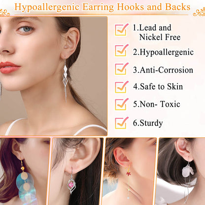 Hypoallergenic Earring Making Kit,   2000Pcs Earring Making Supplies Kit with Hypoallergenic Hooks, Earring Findings, Backs, Pins Jump Rings for Jewelry Making Supplies