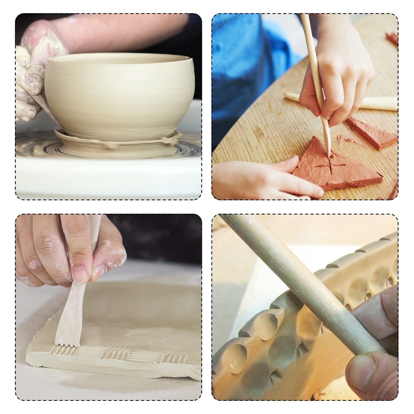 24pcs Polymer Clay Sculpting Tools Set with Stylus and Rock Painting Kit - Air Dry Clay Modeling Tools for Pottery and Sculpture