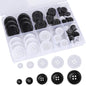 100 Pcs Premium Mixed Resin Sewing Buttons, kidoom Eco-Friendly 4-Hole Craft Buttons, 5 Sizes of Black Buttons Suitable for Sewing, DIY and Holiday Decoration(Black & White)