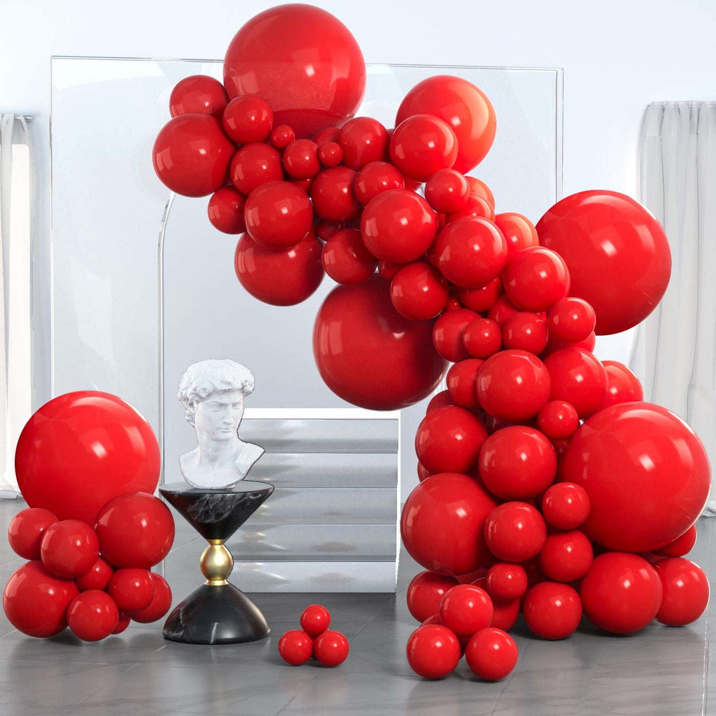 PartyWoo Red Balloons, 140 pcs Matte Different Sizes Pack of 18 Inch 12 Inch 10 Inch 5 Inch Latex Balloons for Balloon Garland or Arch, Birthday Party Decorations, Red-Y57