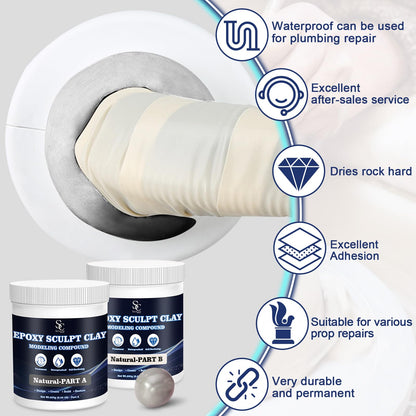 Epoxy Putty Sculpt Clay, 2 Part A & B for Sculpting, Modeling, Building, and Repairing, 2 Pound, Natural