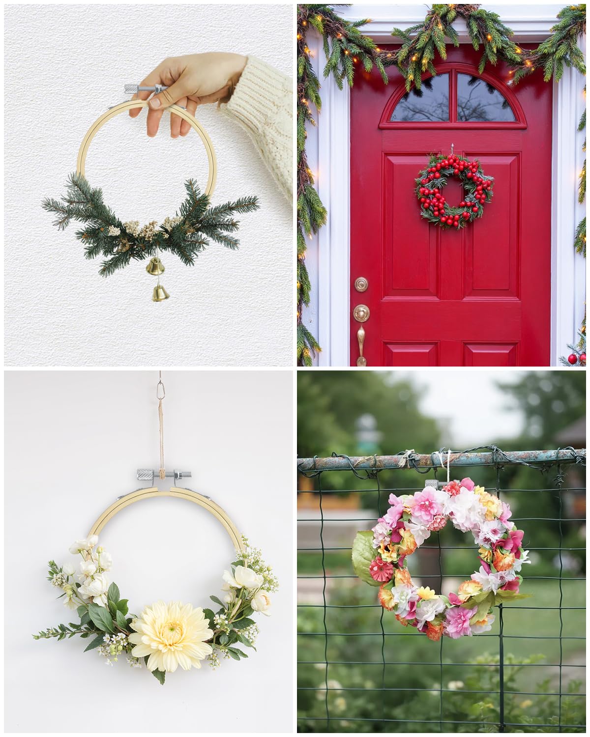 16 Pieces 8 Inch Embroidery Hoops, Bamboo Frame Circle Cross Stitch Hoop Ring Embroidery Hoops Set for Embroidery and Cross Stitch