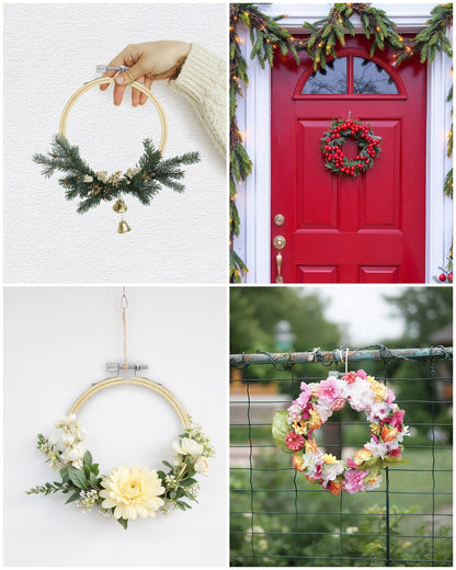 16 Pieces 8 Inch Embroidery Hoops, Bamboo Frame Circle Cross Stitch Hoop Ring Embroidery Hoops Set for Embroidery and Cross Stitch