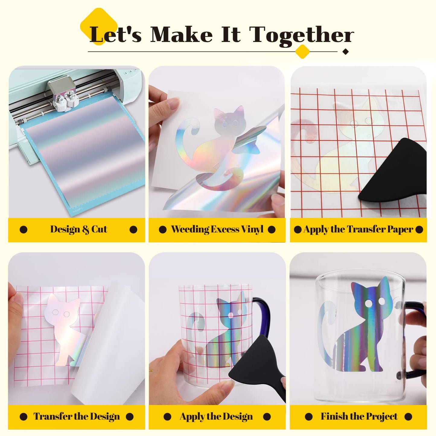 Permanent Vinyl for Cricut Machine- 57 Pack 12" x 12" Permanent Bundle, 52 Adhensive Vinyl Sheets and 5 Transfer Tape Sets for Party Decoration, Stiker