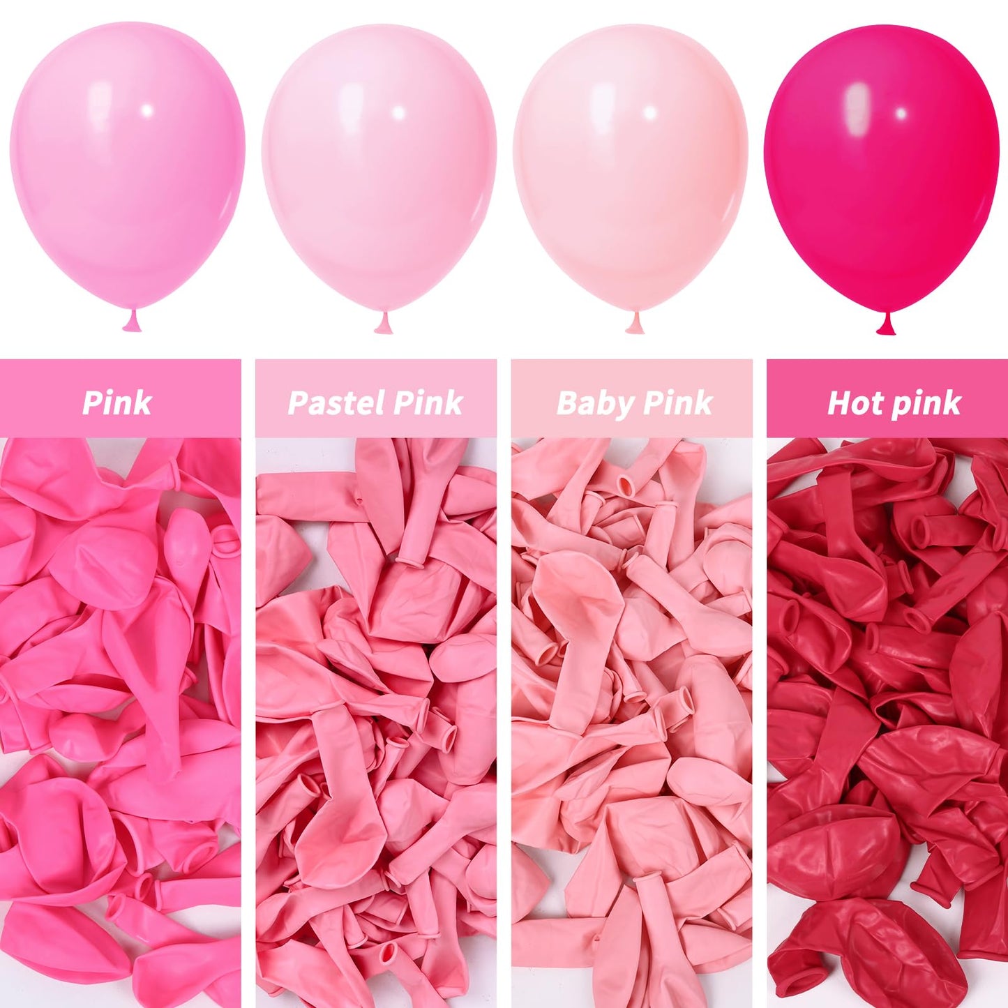 Pastel Pink Balloons Different Sizes 105pcs 5/10/12/18 Inch for Garland Arch, Pink Latex Balloon for Birthday, Wedding, Baby Shower, Gender Reveal, Anniversary Decorations