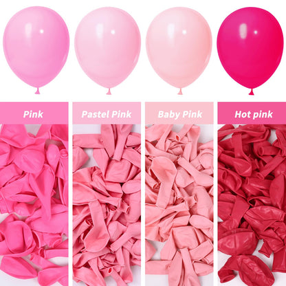Pastel Pink Balloons Different Sizes 105pcs 5/10/12/18 Inch for Garland Arch, Pink Latex Balloon for Birthday, Wedding, Baby Shower, Gender Reveal, Anniversary Decorations