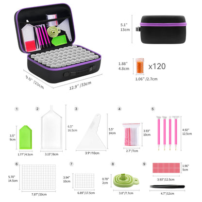 120 Slots Storage Container for Diamond Art Kits for Adults,Portable Bead Storage Boxes for Diamond Painting Accessories and Tools