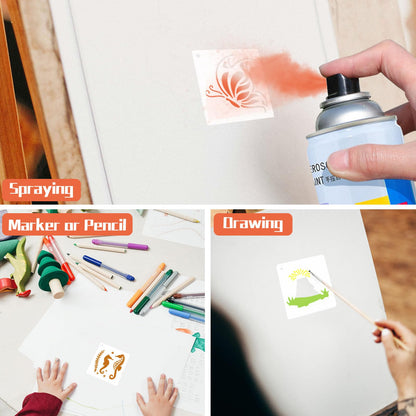 Flower Stencils for Painting, 64pcs 3 Inch Stencils for Crafts Rock Painting Stencils Plastic Reusable Stencils for Painting on Wood Wall Tile Home Decor