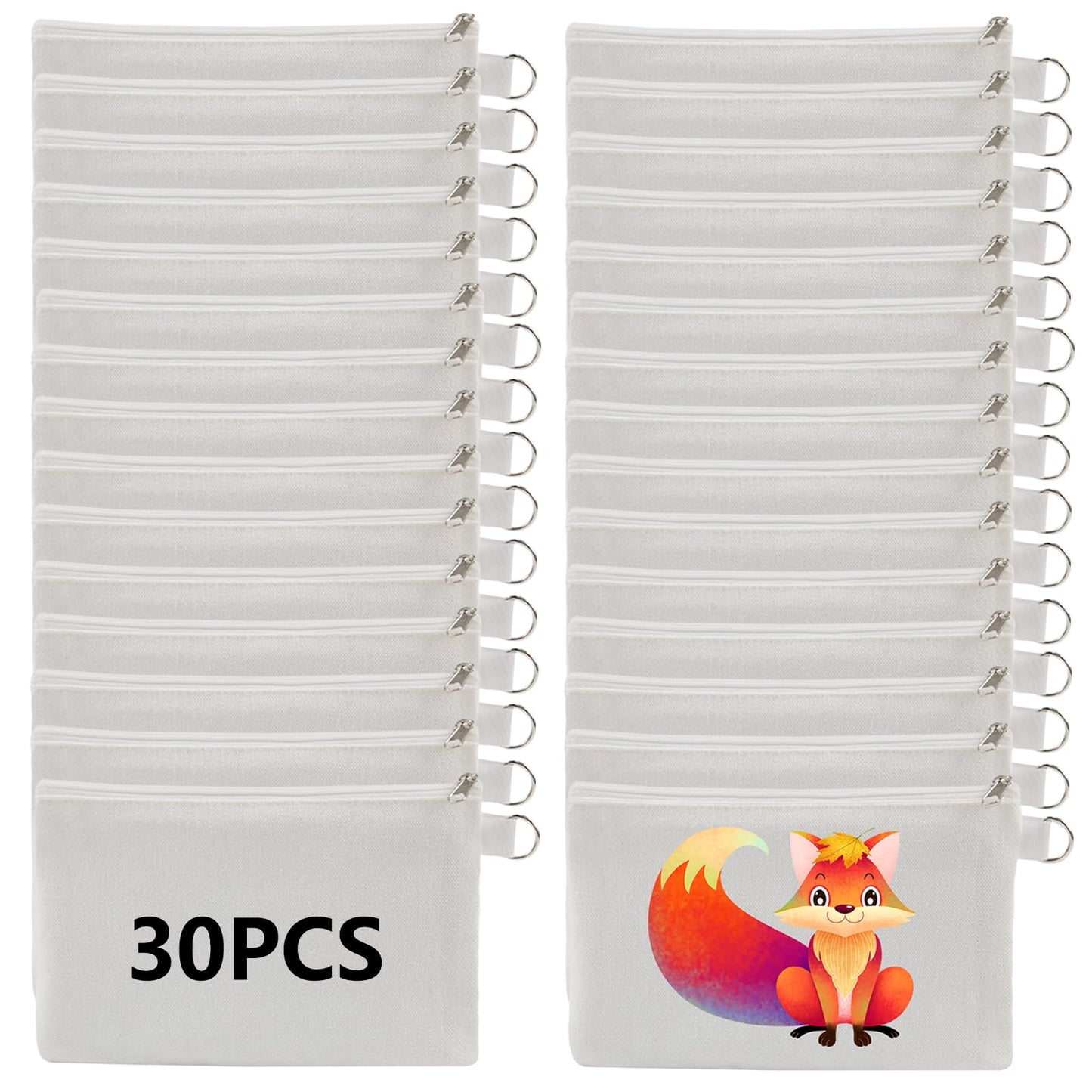 30 pcs Sublimation Blanks Makeup Bags Bulk,canvas White Bag,polyester tote bags for sublimation DIY Craft