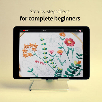 4 Pack Beginner Embroidery Kits for Adults – DIY Starter Set with Stamped Floral Patterns, 7-Inch Adjustable Bamboo Hoop, Colorful Threads, Tools, Step-by-Step Instructions & Video Tutorials