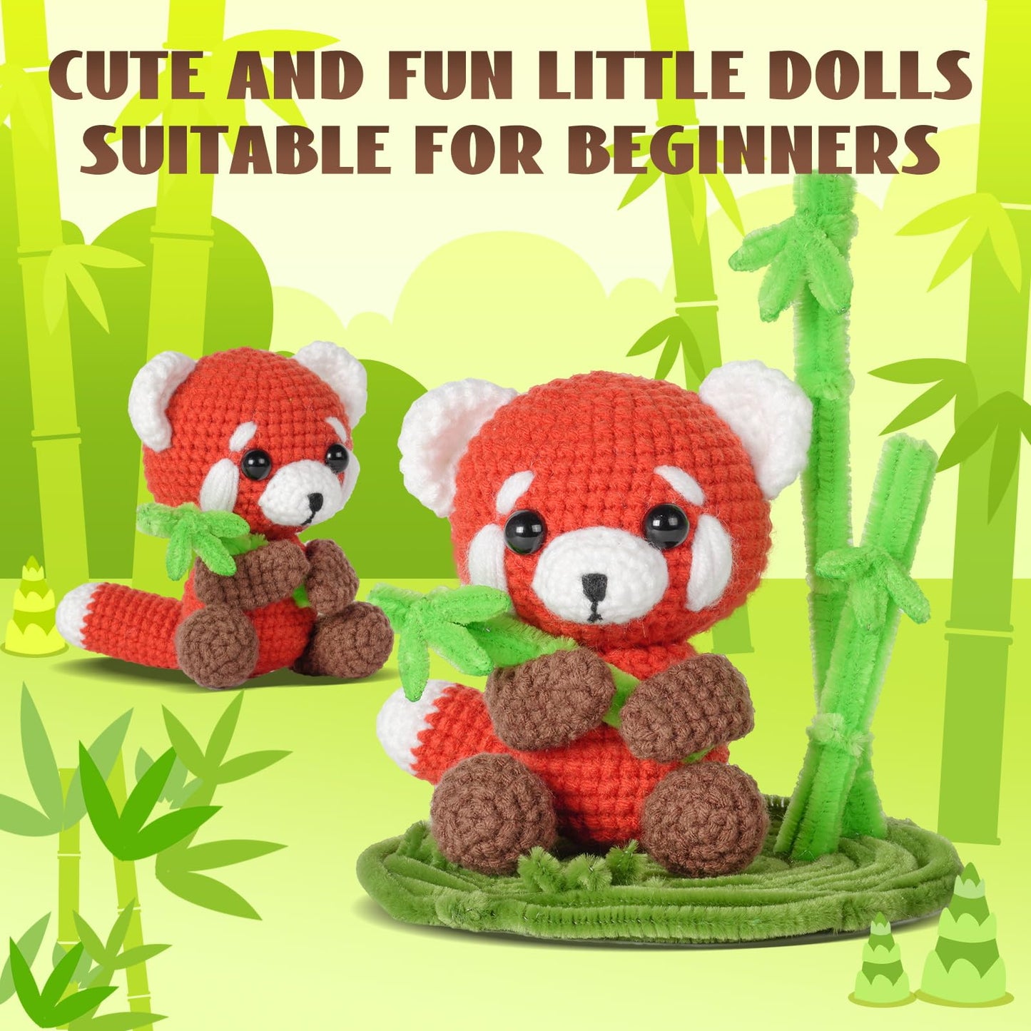 Crochet Kit for Beginners, Crochet Animal Kits, Crocheting Kit for Starters, Learn to Crochet with Step-by-Step Video Tutorials, Beginner Crochet Kit for Adults(Panda)
