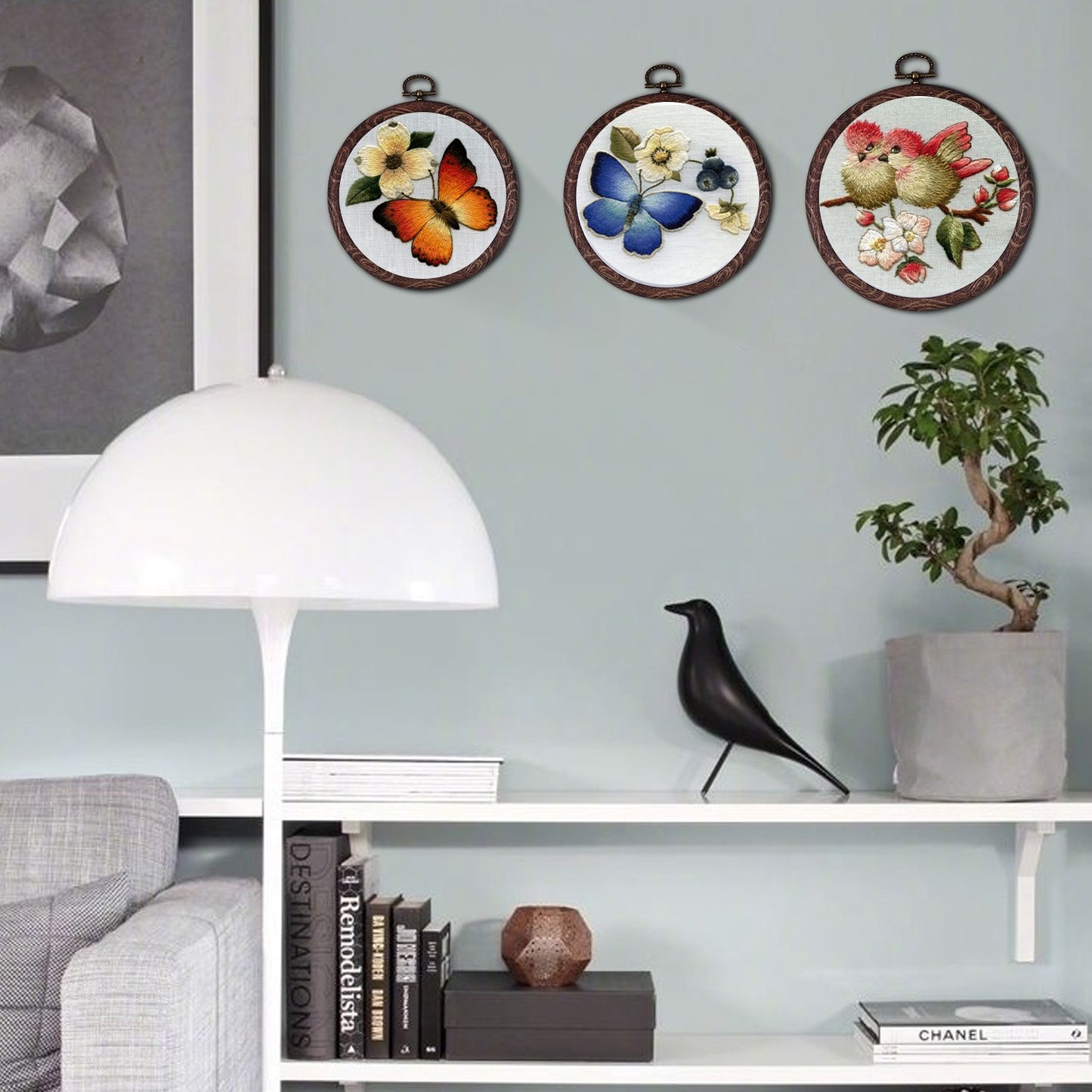 4 Pcs Embroidery Hoops Set Cross Stitch Hoop Ring Imitated Wood Display Frame-Circle and Oval Hand Embroidery Kits for Art Craft Sewing (Imitated Wood)