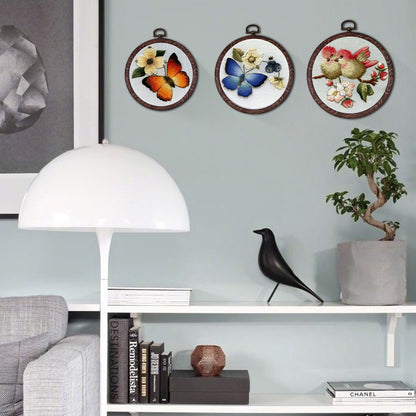 4 Pcs Embroidery Hoops Set Cross Stitch Hoop Ring Imitated Wood Display Frame-Circle and Oval Hand Embroidery Kits for Art Craft Sewing (Imitated Wood)