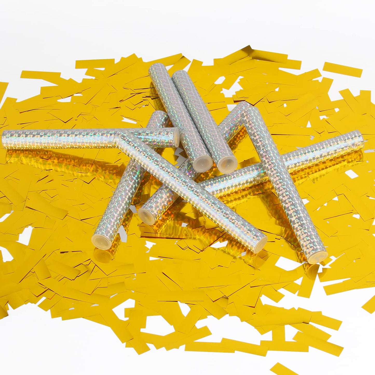 8Pack Gold Metallic Confetti Sticks, Confetti Flick Flutter Shoots Popper for Graduation, Birthday Party, Wedding, Anniversary Parties Supplies, Square, 7.8inch