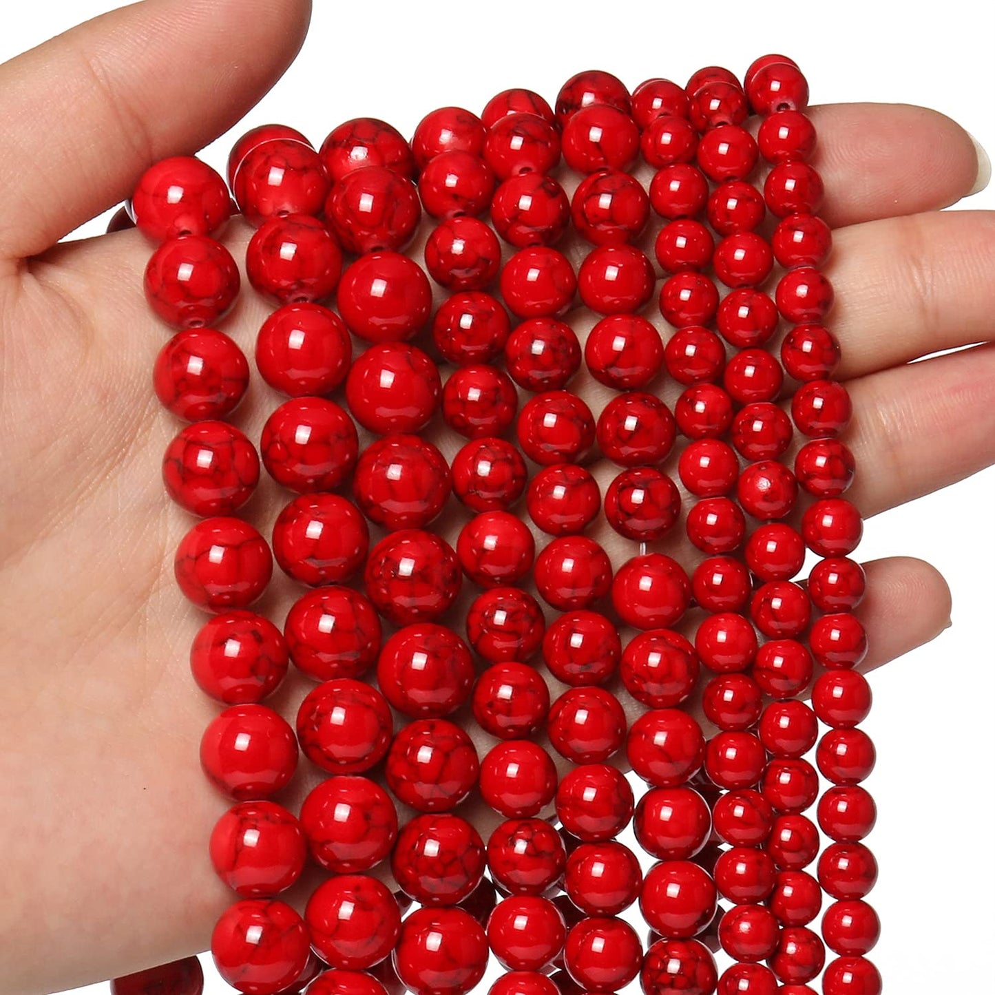 Beads for Bracelets Red Beads 6MM Beads Red Turquoise Bead Crystal Gemstone Beads for Bracelets, Natural Stone Beads for Jewelry Making 60pcs