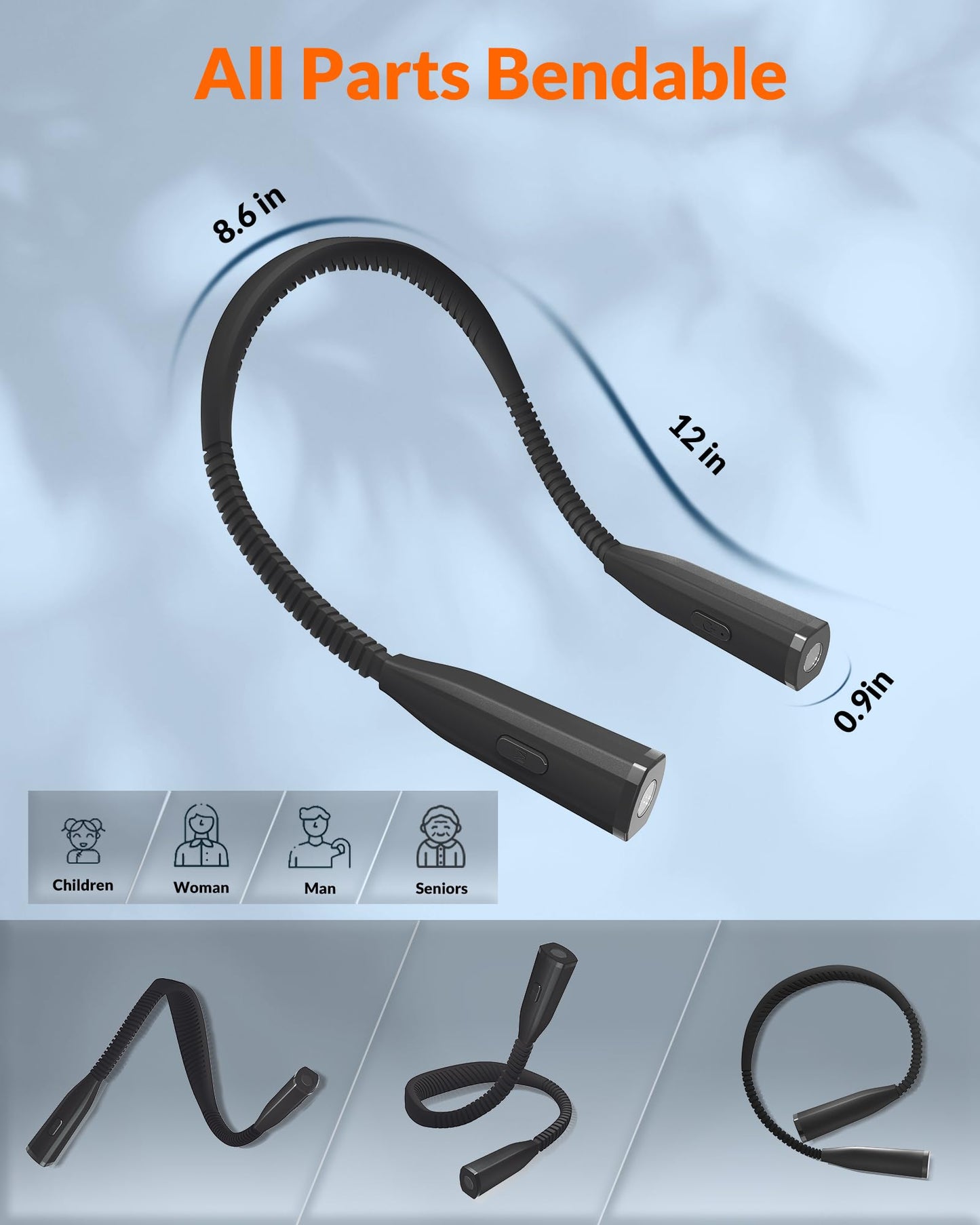 Neck Light - 3-Color & 5-Brightness, Comfortable Silicone Arm, Eye-Caring for Reading, Knitting, Crafting