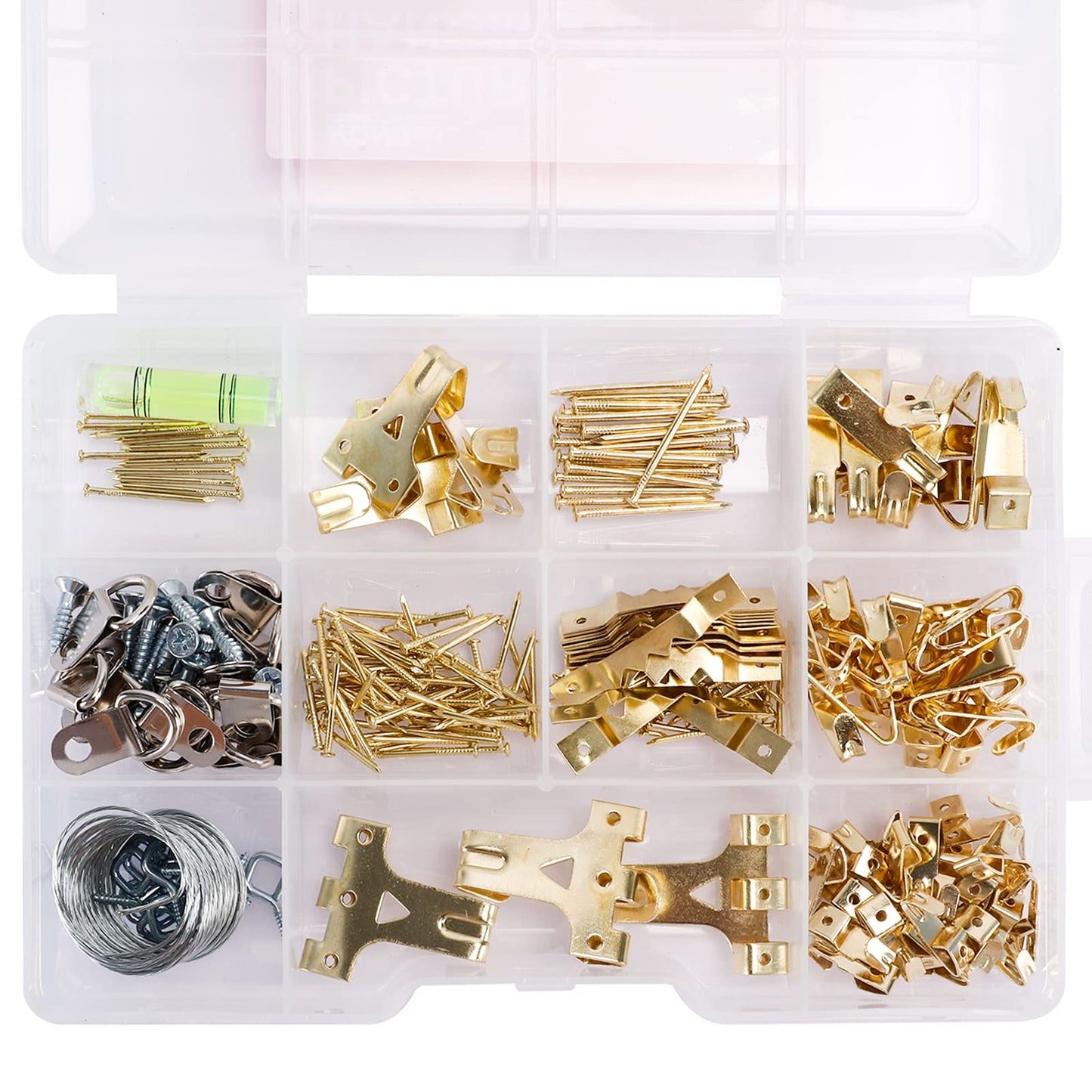 276pcs Picture Hanging Kit, Picture Hangers, Heavy Duty Frame Hooks Assortmentwith Nails, Hanging Wire, Screw Eyes, D Ring and Sawtooth Hardware for Frames Mounting