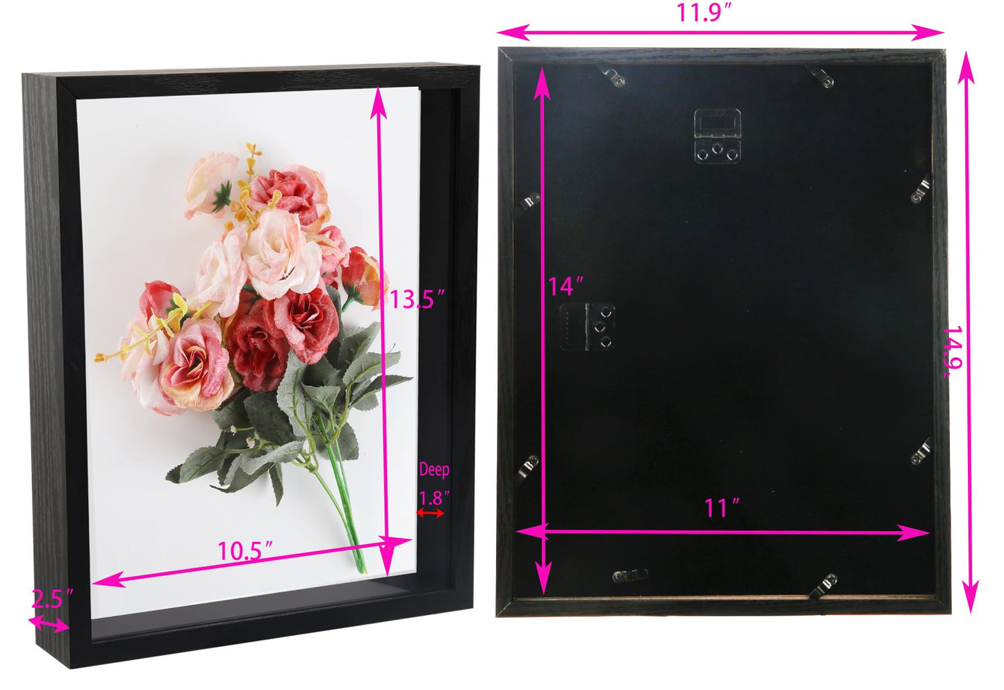 11x14 Shadow Box Frame, Display Case, Memory Box, Wood Picture Frame Black, 1 Pack